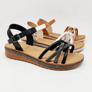 Durable Elegant White PU Sandals Adjustable Strap Women Sandals Wedge Heel Summer Outdoor Sandals With Diamonds