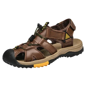 High Quality Wholesale Summer Fun Pure Cow Leather Men Beach Sandals New Large Size Slippers Men's Outdoor Beach Shoes